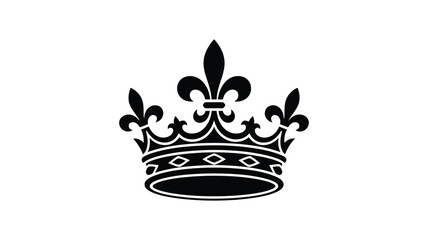 Elegant black crown design featuring fleur de lis elements and intricate ornamental detailing in sophisticated royal emblem style for crest, luxury, and decoration use. © Sidratul Muntaha 4