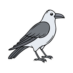 Fototapeta premium Stylized Cartoon Illustration of a Gray and White Bird Standing Still