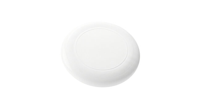White plastic flying disc frisbee isolated on transparent background png