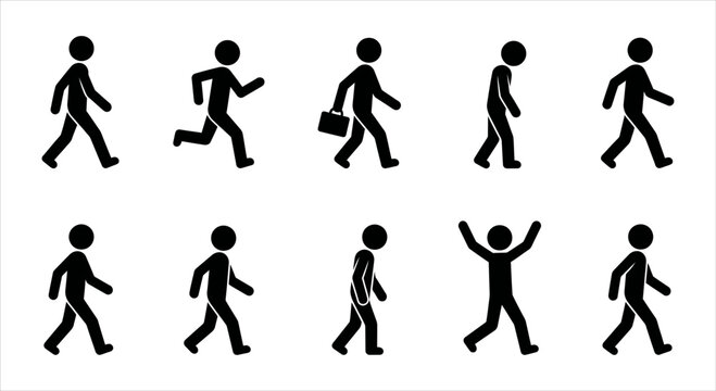 Stick figure motion sequence of human walking and running actions