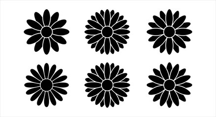 Obraz premium Charming Black Daisy Flower Silhouettes Set for Creative Botanical Designs and Decor