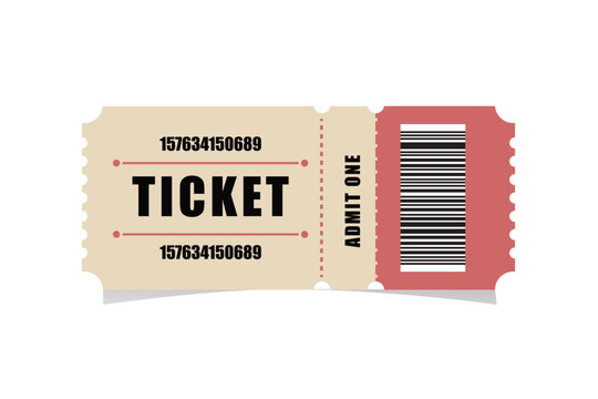 Vector illustration of a single event ticket with barcode