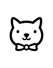 Naklejka premium Cartoon Cat Face with Bowtie.