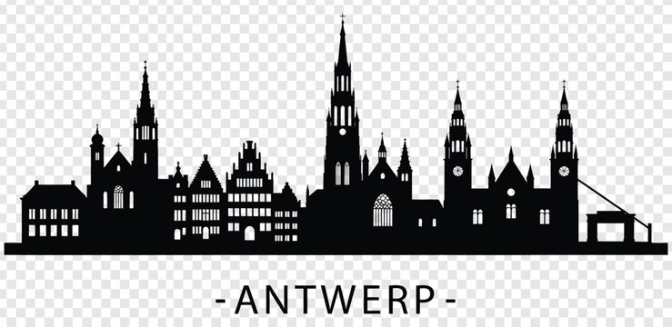 Antwerp city skyline silhouette vector illustration