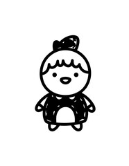 Obraz premium Cartoon girl with bow and dress.