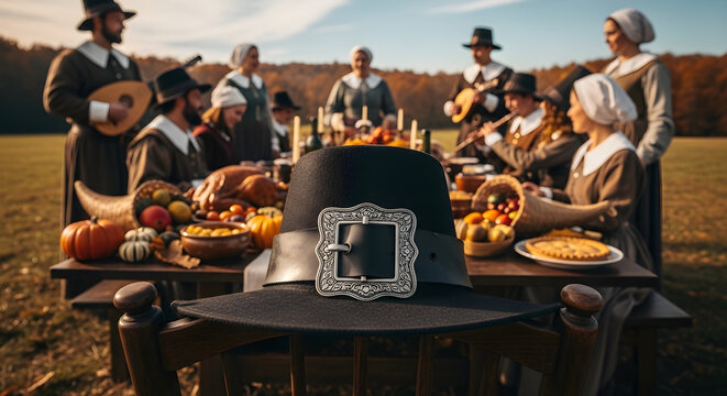 Pilgrims gathering feast autumn harvest celebration