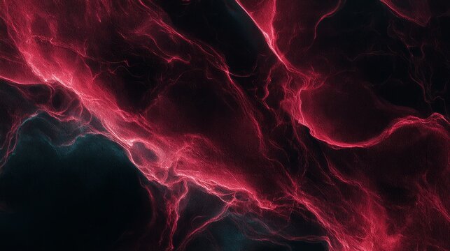 Abstract red vascular pattern on dark surface, organic flowing lines, subtle texture, deep crim