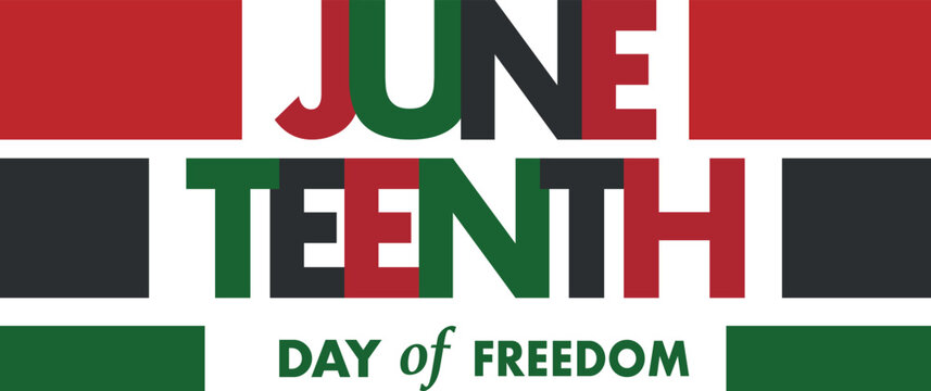 Juneteenth Independence Day. Freedom or Emancipation day. Annual american holiday, celebrated in June 19. African-American history and heritage. Poster, greeting card, banner and background. Vector