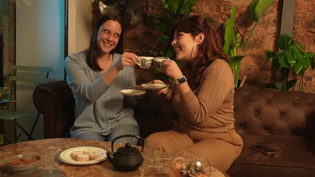 Friendly Tea Time in Cozy Setting