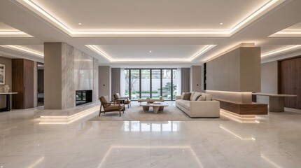 Fototapeta premium Minimal Luxury Interior with Symmetry and Neutral Tones