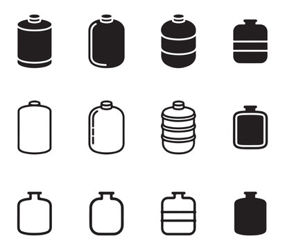 water tank outline and solid icons storage container system collection