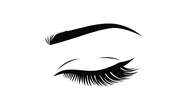 Black eyelashes and eyebrow silhouette for makeup design