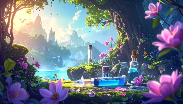 Magical nature potion lab