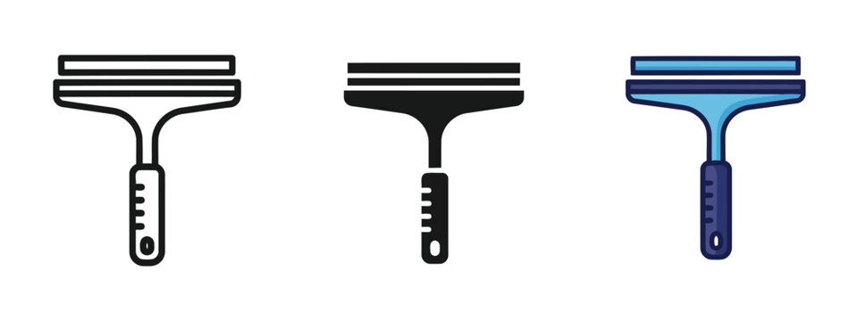 Professional window squeegee tool presented as a flat vector graphic illustration for effective modern cleaning tasks