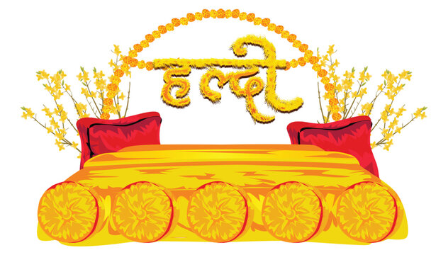 Haldi Ceremony Decor for Indian Wedding, Sangeet, Mehendi, Marriage Stage Decoration