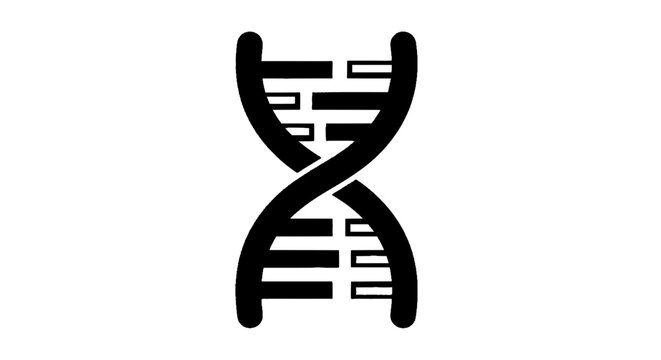 Minimal black silhouette icon, simple flat vector, bold black shape, no, no shading dna double helix icon on a, flat icon style