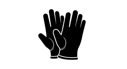 Obraz premium Minimal black silhouette icon, simple flat vector, bold black shape, no, no shading pair of protective work gloves icon on a, flat icon style