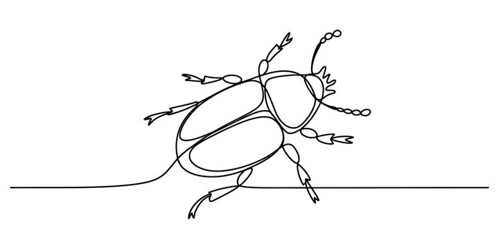 Continuous single line drawing of a stag beetle