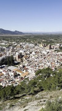 Panoramic View of Cullera City Coastline and Mountains Spain
