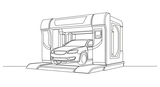 Vector Illustration of Automated Car Wash System for Vehicle Cleaning and Automotive Services