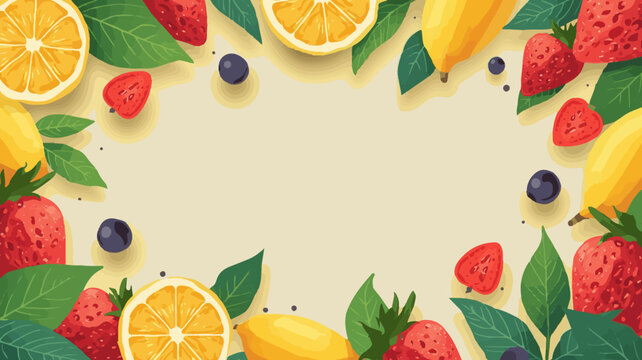 template vector banner freash fruit of summer with flat design 