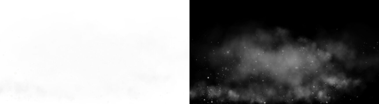 PNG image of&nbsp;Swirling white atmospheric smoke effect with glowing particles floating gently in air on transparent background