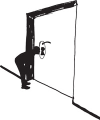 Naklejka premium vector,a man looking through a keyhole