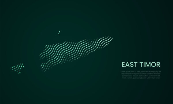 East Timor abstract map made of flowing curved line pattern