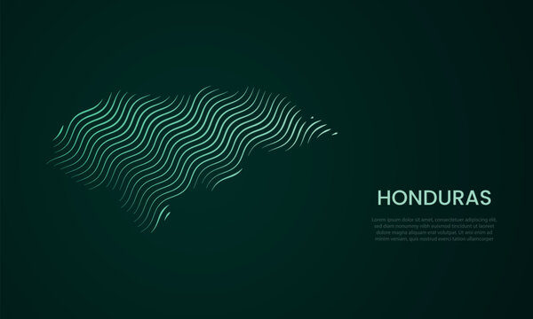 Honduras abstract map made of flowing curved line pattern