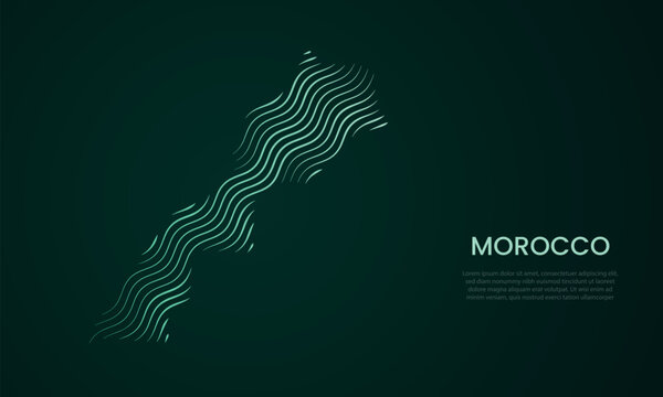 Morocco abstract map made of flowing curved line pattern