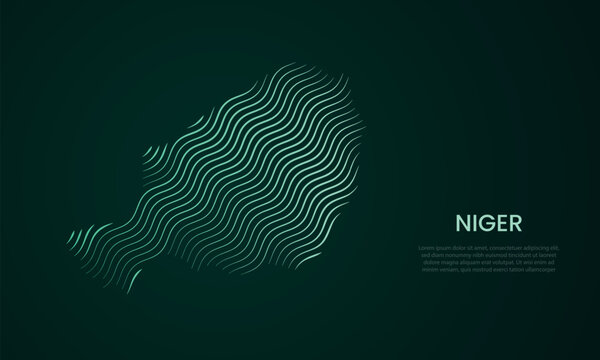 Niger abstract map made of flowing curved line pattern