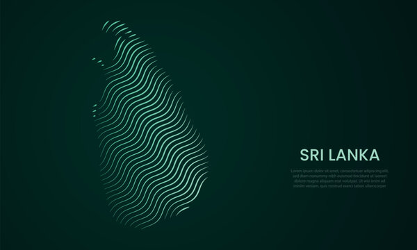 Sri Lanka abstract map made of flowing curved line pattern