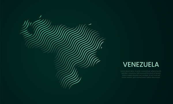 Venezuela abstract map made of flowing curved line pattern