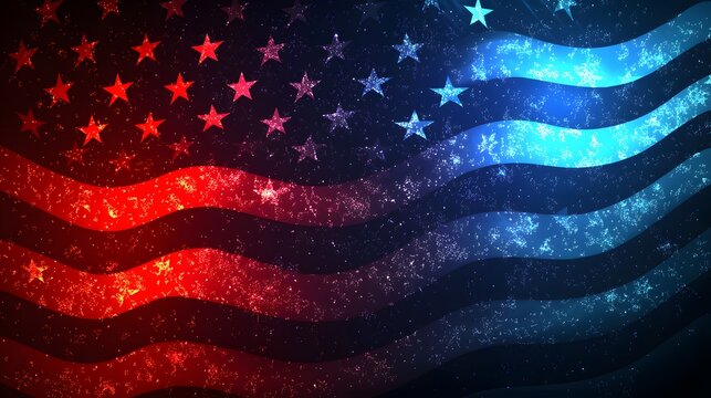 American flag digital artwork with shining patriotic colors photography