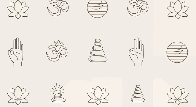 Buddhist meditation spiritual symbols.