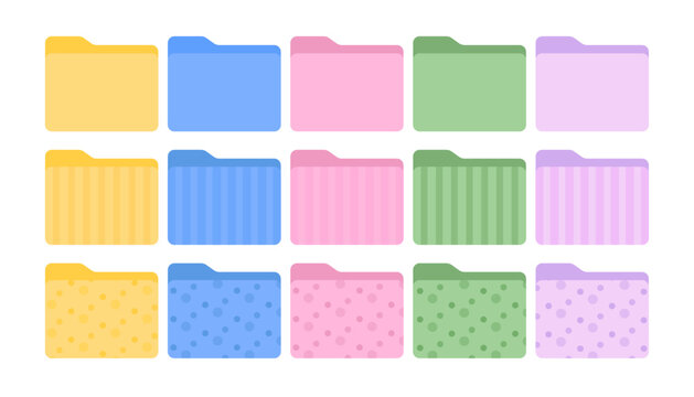 Folder Icons Set, Colorful UI Folders with Patterns