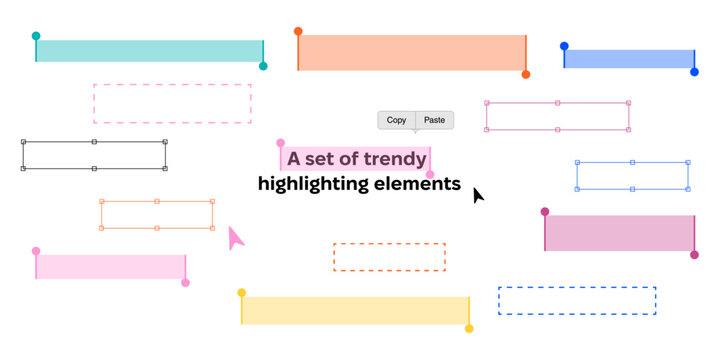 UI Highlight Elements Set, Selection Boxes and Text Highlight Shapes for Social Media and Web Design