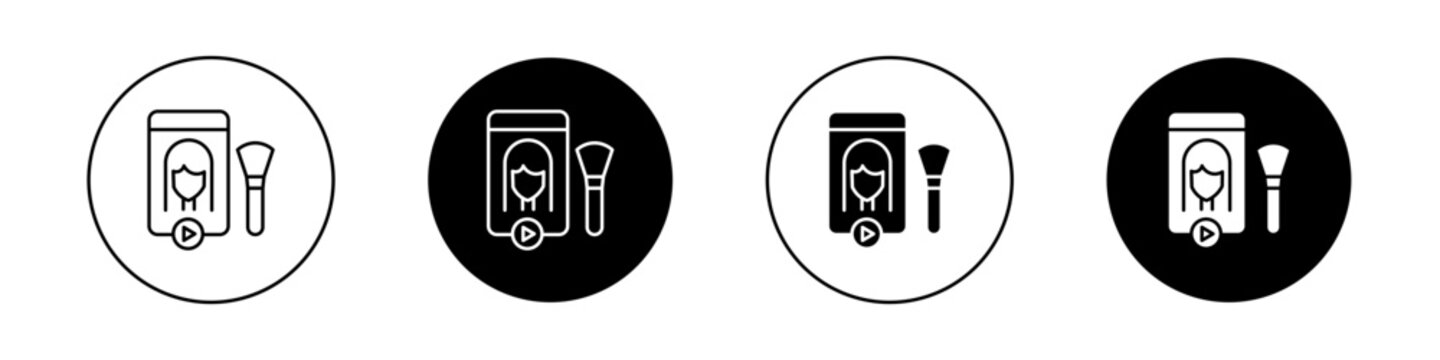 Makeup tutorial video icons vector graphics collection on white background