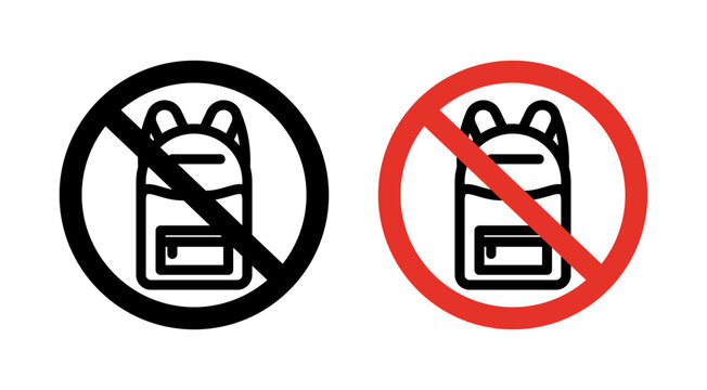 No backpacks allowed sign vector graphics collection on white background