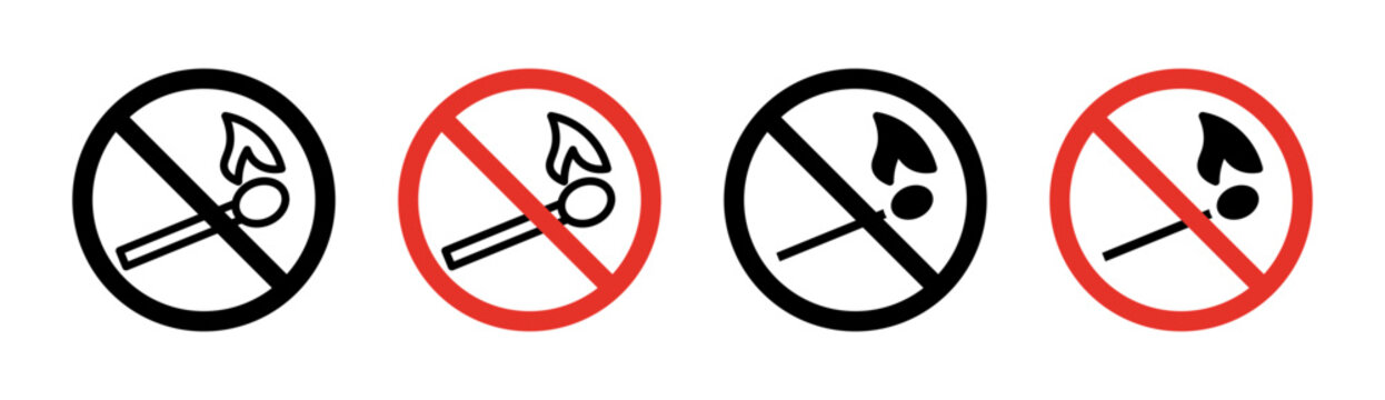 No fire sign vector graphics collection on white background
