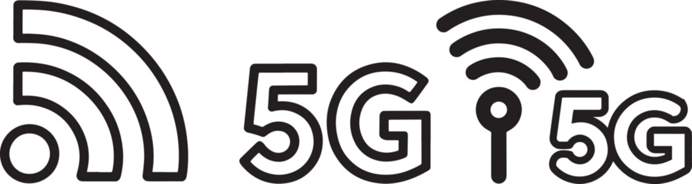 5g wireless signal icons and text vector illustration wireless internet connection technology broadband communication transmission
