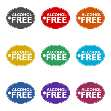 Alcohol Free  icon isolated on white background. Set icons colorful