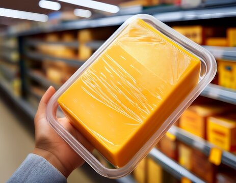 raleys medium cheddar cheese block package in grocery dairy section