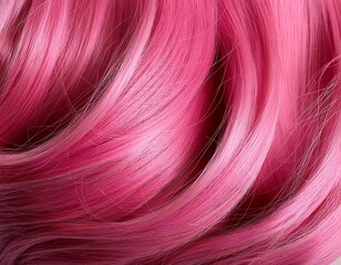 Fototapeta premium vibrant pink wavy hair texture close up with soft highlights