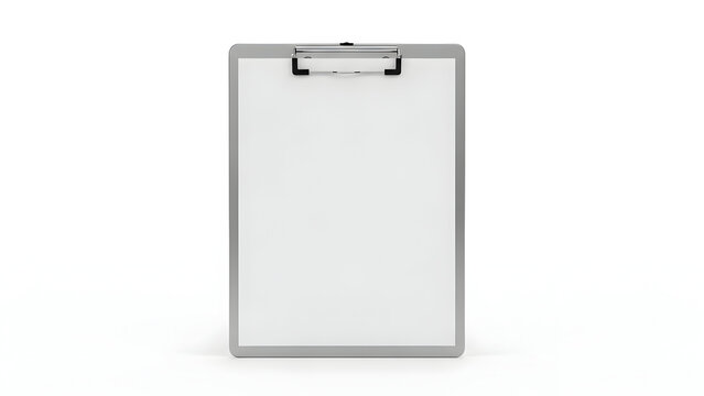 Empty Clipboard with Metal Clip on White Background