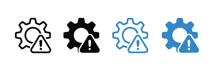 Process warning multiple style icon design vector gear with warning sign representing system error operational risk and maintenance alert concept © Sidratul Muntaha 4