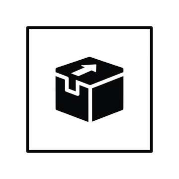 Black and white minimalist of a digital delivery box