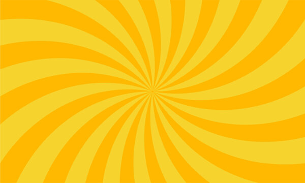 Circus vintage background with spiral yellow and orange rays, retro radial sunburst beams, carnival tent backdrop for poster banner summer fair