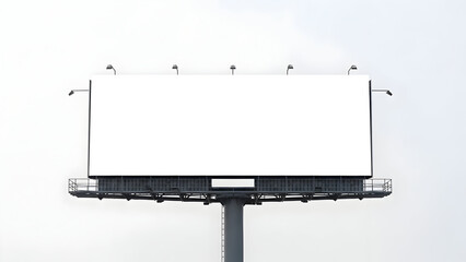 Obraz premium Blank White Billboard on a Pole with Lights