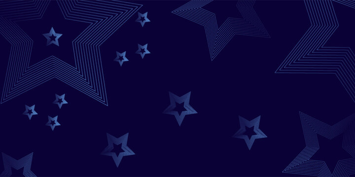 Abstract dark blue background with glowing geometric stars and linear patterns. Futuristic celestial design for digital banners, wallpapers, and tech posters